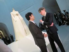 OMA's Shohei Shigematsu and Andrew Bolton, Costume Institute Curator in Charge at the Manus x Machina: Fashion in an Age of Technology press preview